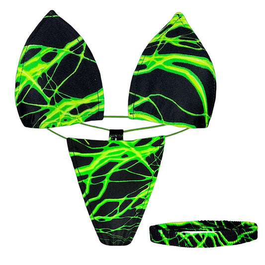 ACE Tieable Microkini + Garter: It's Electric Green