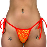She's Perfect Mini Side Tie Kini: Velvet Leopard Mesh Orange