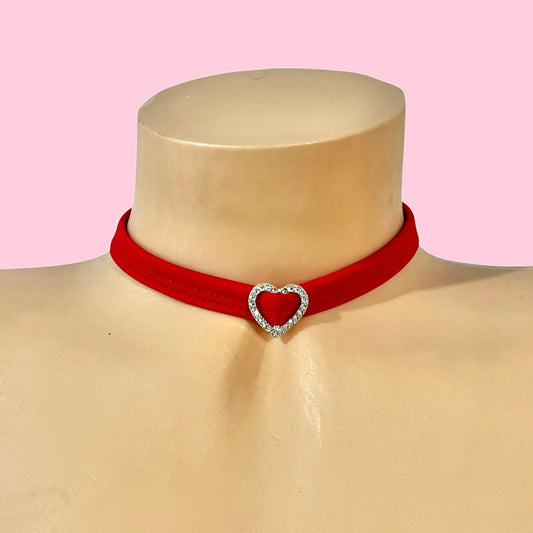 ACE Heart Charm Choker: Rainmaker Red