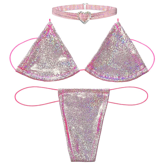 ACE Microkini Set + Heart Charm Choker: Fairy Dust Baby Pink