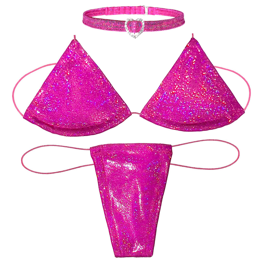 ACE Microkini Set + Heart Charm Choker: Fairy Dust Hot Pink