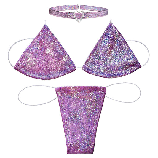 ACE Microkini Set + Heart Charm Choker: Fairy Dust Lilac