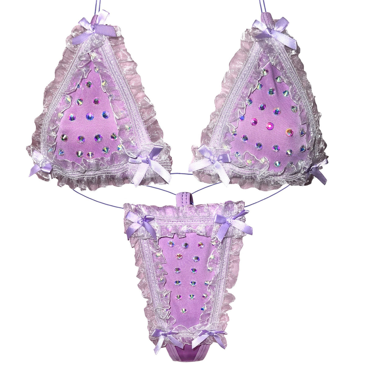 Bedazzled Microkini: Lacy Trim Lilac