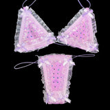 Bedazzled Microkini: Lacy Trim Lilac
