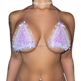 Bedazzled Microkini: Lacy Trim Lilac