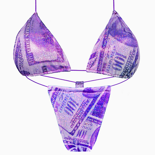 ACE Tieable Microkini: HU$TLER Purple Sparkly Money