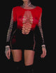 Persephone Mesh Cutouts Dress: Red n' Black Gradient