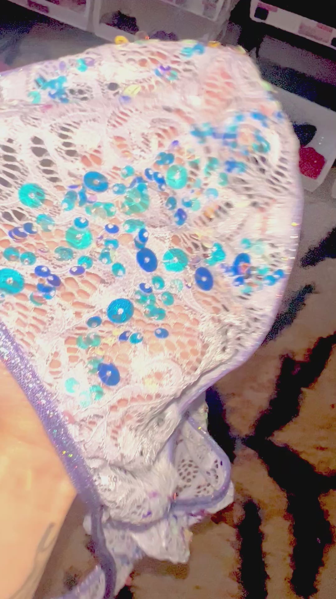 Pure Bliss Sequin Lace Onesie: Lilac