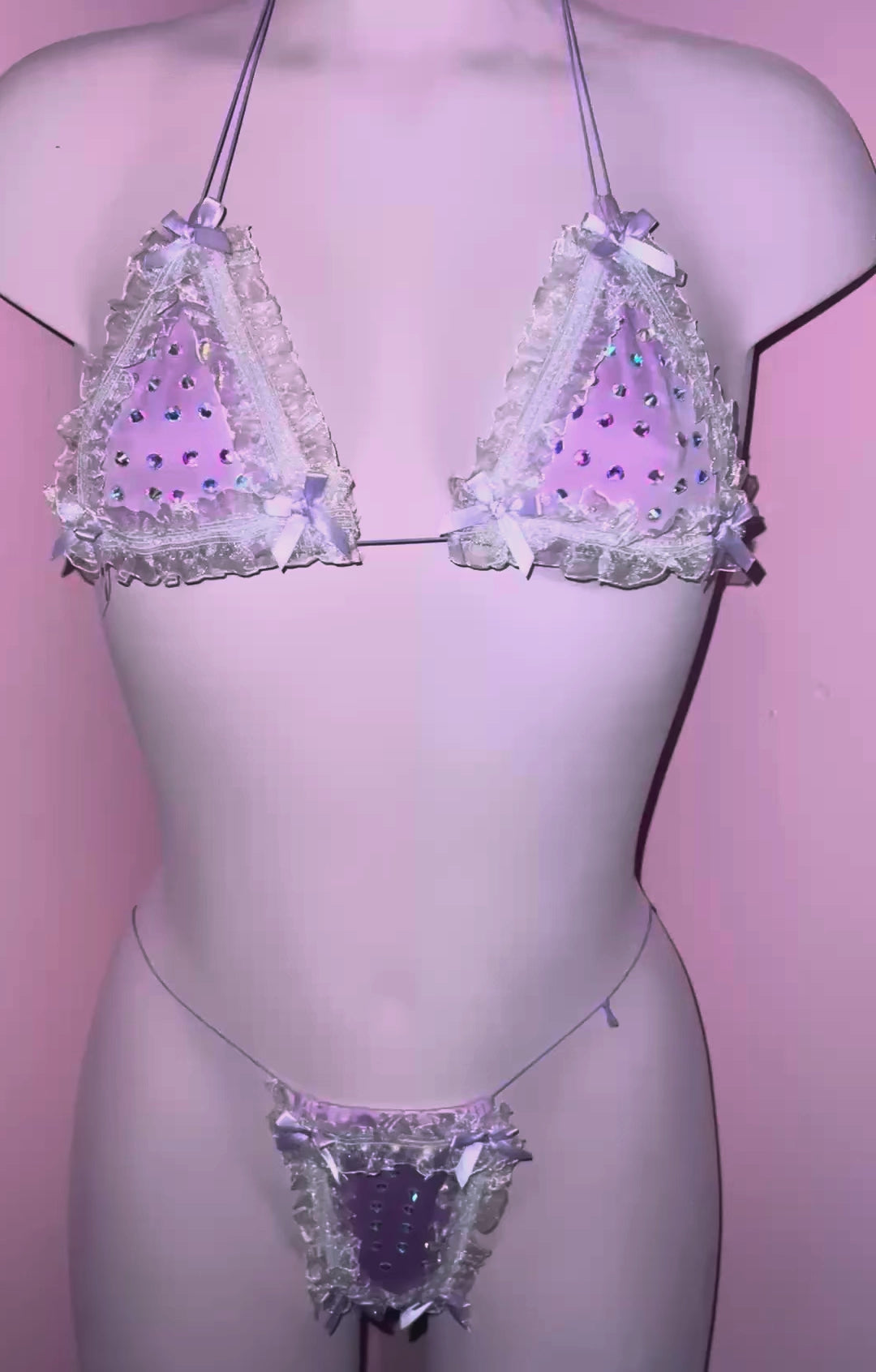 Bedazzled Microkini: Lacy Trim Lilac
