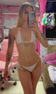 Serafina Sequin Side Tie Kini: White Fishnet