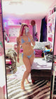She's Perfect Mini Side Tie Kini: Velvet Leopard Mesh Baby Blue