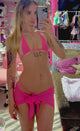 3 Piece Mesh Kini w. Wrap: Mesh Hot Pink