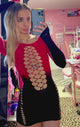 Persephone Mesh Cutouts Dress: Red n' Black Gradient