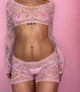 Main Squeeze Heart Net Shorts Set: Baby Pink