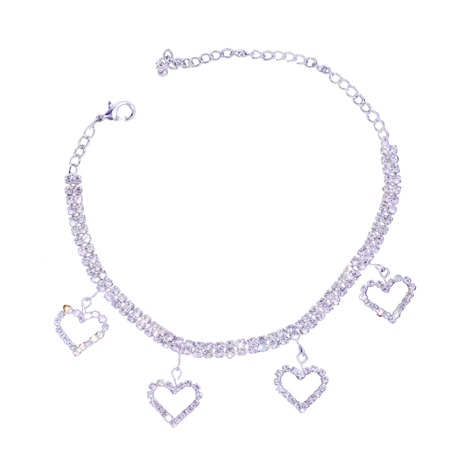 Cupid Heart Diamond Anklet: Silver