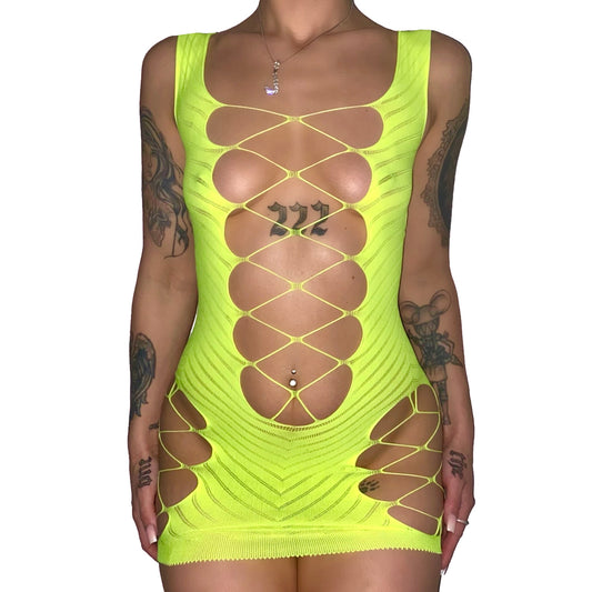 Supa Slut Barely There Dress: Highlighter Yellow