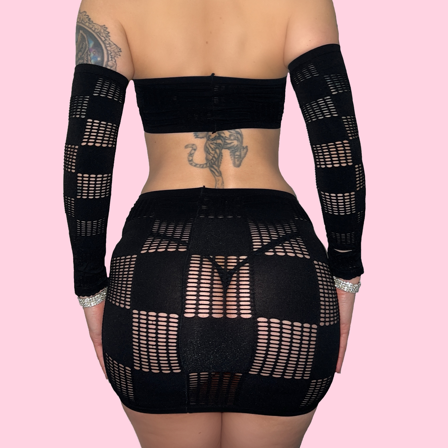Here Comes Trouble Skirt Set: Black