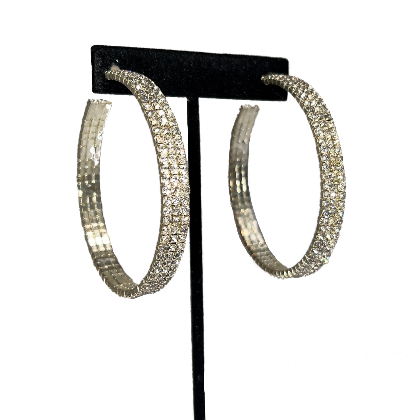 Center of Attention Diamond Hoops: Silver